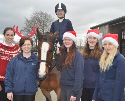 Student organisers Abi Ellard, Emma Clarke, Charlotte Taylor and Emily Walker are joined by supporters Tilly Herridge and Sarah Renton, who rides ‘Ryan’ 