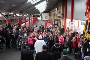 students join Remembrance Day service at Crewe station