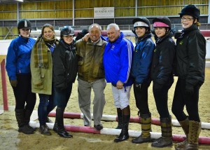 Arena party Steph Hamilton, Becky Erskine, Sonia Laughton, Amelia Kenyon, Hannah Luke and Emily Cockerill join Bob Ellis and Geoff Billington