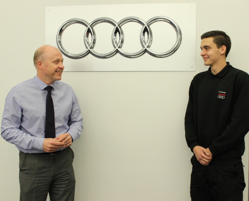 Aftersales Manager John Oakley with new recuit Cody Brookes 11th Nov 2014 3MB