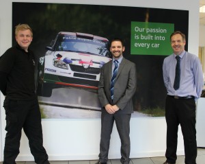 Jack Salt with Robert Eardley Skoda Gen Man Brett Davies and Aftersales Manager Paul Griffiths 4MB