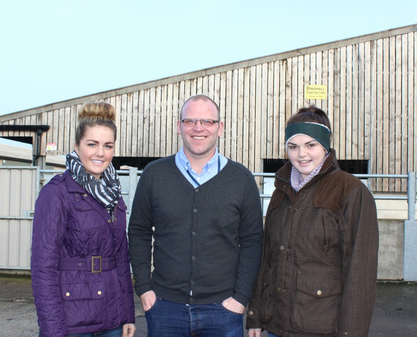 Adrian Dunn with Level 3 Extended Diploma Agric students Megan Baldwin and Becky Worthington 4mb