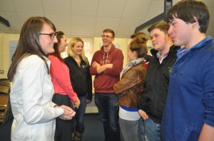 amie-Leigh Douglas and Emma Hancocks chat to agricultural students