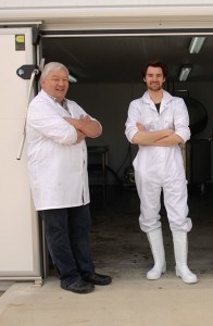 Dairy engineer Thorarinn Sveinsson with Sam Moorhouse