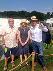 BBC presenter Joe Swift joins Reaseheath undergraduates Will Parks and Anna Tyler on their Heaven and Earth garden at RHS Tatton