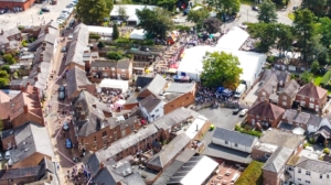 Aerial view of Nantwich Food Festival 2023