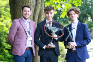 Motor Vehicle Lecturer Adam Buckle with Jamie Cooke, Smiths Autoparts Limited Best Overall Student and Josh Eaton-Brown, First Line Best Practical Student.