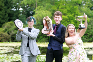 11. Equine Care student Max Shelmerdine, winner of Fyrnwy Equine Clinic Award for Best Overall Student; Animal Management Student Elliot Foster, winner of the North of England Zoological Society Award for Most Outstanding Achievement; Sophie Connor, winner of the Cross College Award National Westminster Bank Cup for Best All Round Contribution to the College.