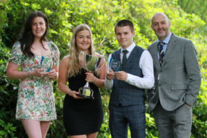 7. Management and Administration student Ffion Roberts, winner of the Award for Endeavour and Progress; Business and Events Tourism student Lauren Salmon, winner of the Central Fusion Award for Best Overall Student; Management and Administration student Ben Williams; Lecturer Jonathan Gateway.