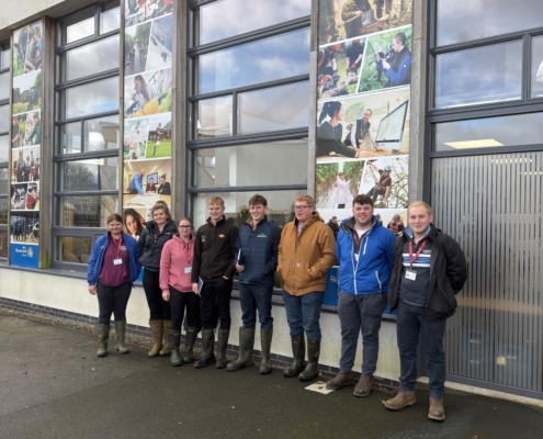Delegates pose in front of Reaseheath’s land-based science facilities. The college’s collaboration with Holstein UK highlights a shared commitment to strengthening skills and leadership within the sector.