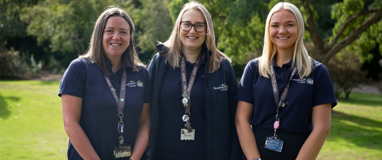 Schools Liaison Team Sept 2026 Schools Liaison Team Nicky Armstrong left, Sophie Large middle, Natalie Bradley right on main lawn